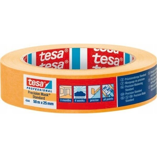 Tesa Tesa Masking Tape 50m x 25mm Stand.Prec. yellow 04344