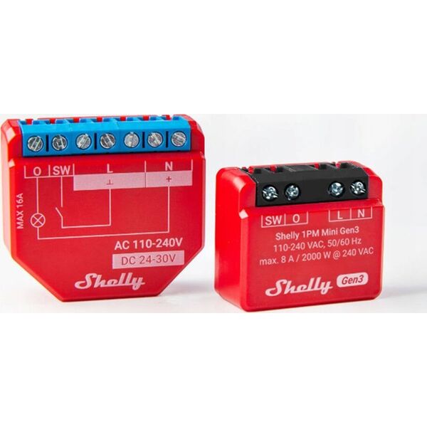Shelly Shelly Plus 1PM Mini Gen3, relay (red)
