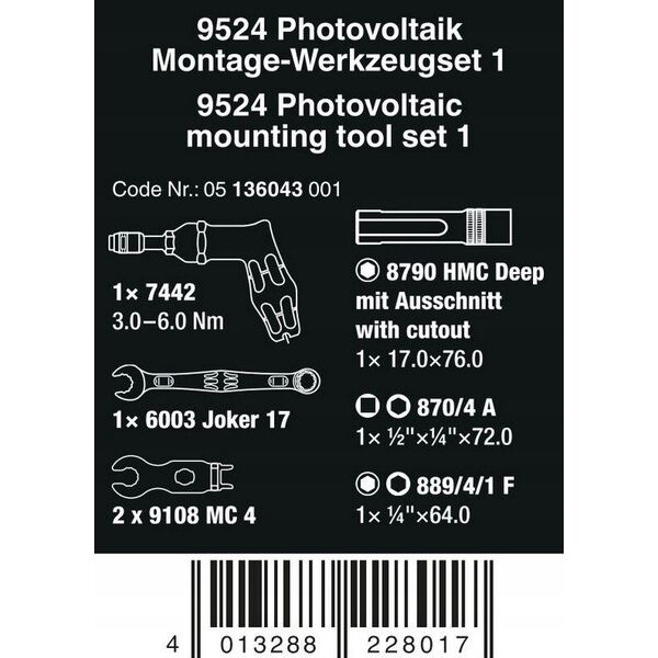 Wera Wera 9524 Photovoltaic Mounting Tool Set 1