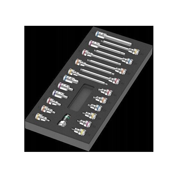 Zestaw narzędzi Wera Wera 9723 foam insert Zyklop B 3/8 bit socket set 1, 22 pieces, tool set (black/grey, in foam insert for workshop trolley)