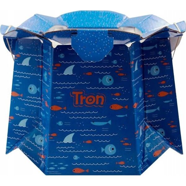 Tron Tron, Jednorazowy, biodegradowalny nocnik-idealny w podróży, niebieski w rybki