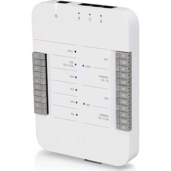 Ubiquiti UniFi Access Hub is an intelligent IP network door controller, part of the UniFi Access solution.