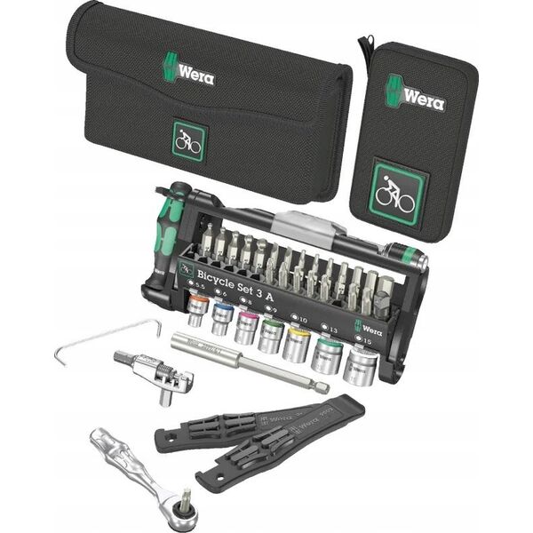 Zestaw narzędzi Wera Wera Bicycle Set 3 A, 40-piece, tool set (black/green, including reversible bit ratchet, 1/4)