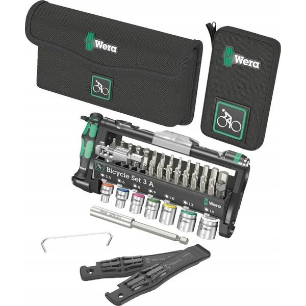 Zestaw narzędzi Wera Wera Bicycle Set 3 A, 40-piece, tool set (black/green, including reversible bit ratchet, 1/4)