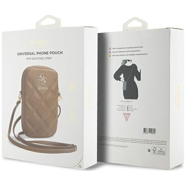 Guess Guess Zip Quilted 4G - Torebka na telefon (brązowy)