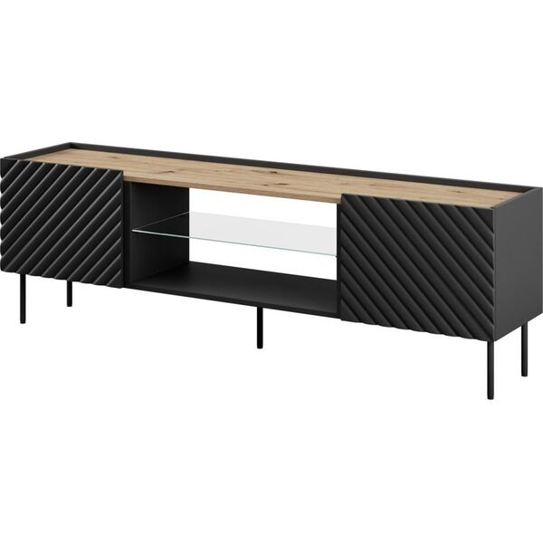 Cama Meble Szafka RTV EF ONDA 180x40x39-58 czarny (stojąca lub wisząca)