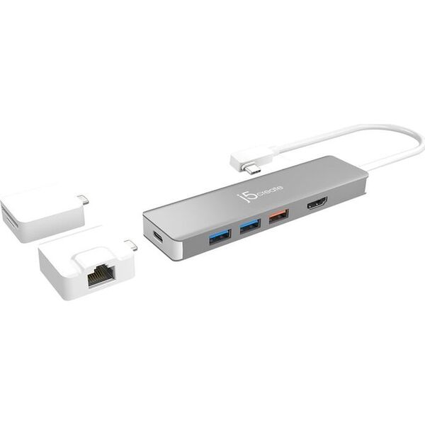 HUB USB Triton j5create JCD375 huby i koncentratory USB 3.2 Gen 2 (3.1 Gen 2) Type-C 10000 Mbit/s Srebrny, Biały
