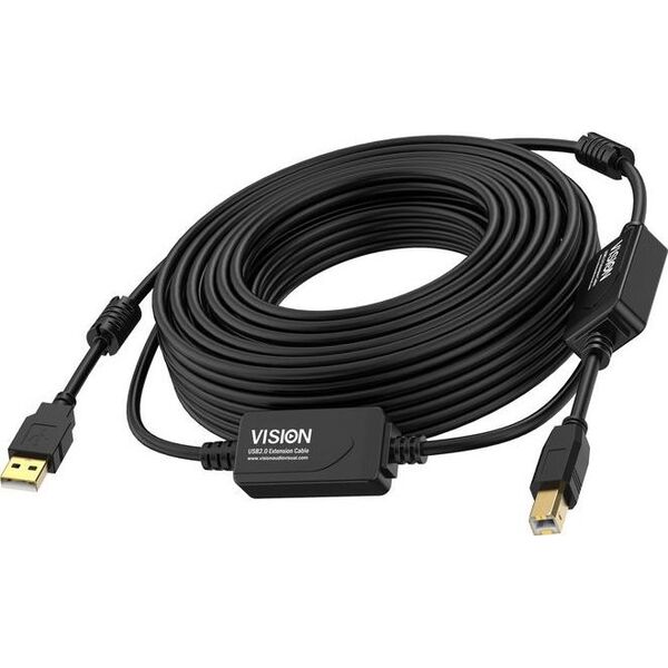 Kabel USB Vision USB-A - USB-B 10 m Czarny (TC 10MUSB+/BL/2)