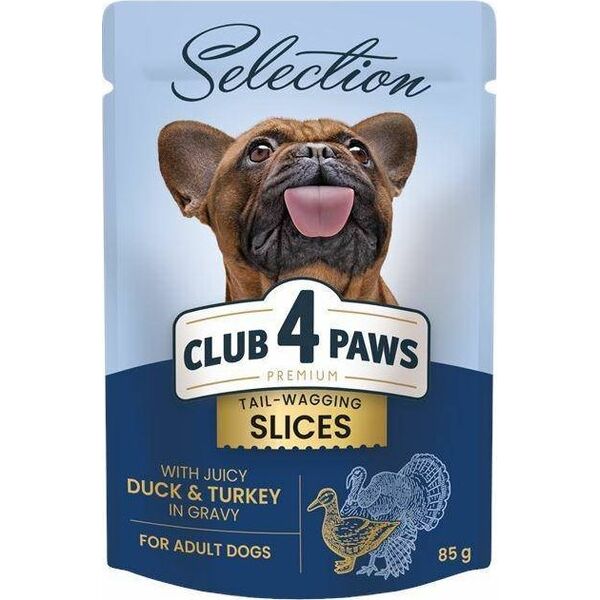 Club 4 Paws Club4Ł Pies 85g Plastry Kaczka Indyk w Sosie