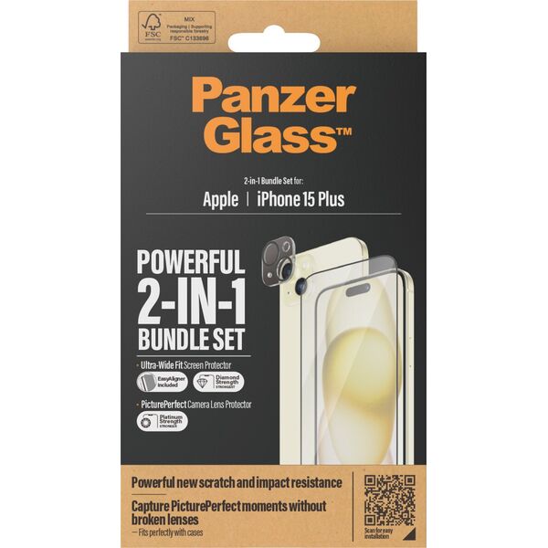 PanzerGlass PanzerGlass 2-in-1-Pack iPhone 15 Plus, UWF w. EasyAligner