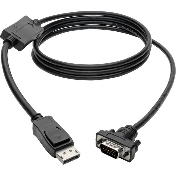Kabel Eaton Eaton Tripp Lite Series DisplayPort 1.2 to VGA Active Adapter Cable (DP with Latches to HD15 M/M), 3 ft. (0.9 m) - Videokabel - DisplayPort (M) zu HD-15 (VGA) (M) - 91 cm - aktiv, eingerastet - Schwarz