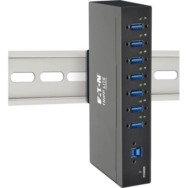 HUB USB Eaton Eaton Tripp Lite series 7-Port USB 3.0 Hub SuperSpeed with Dedicated 2A USB Charging iPad Tablet Metal - Hub - 7 x SuperSpeed USB 3.0 - an DIN-Schiene montierbar, wandmontierbar