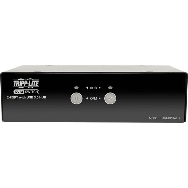 Przełącznik Eaton Eaton Tripp Lite series 2-Port DisplayPort KVM Switch w/Audio, Cables and USB 3.0 SuperSpeed Hub - KVM-/Audio-/USB-Switch - 2 x KVM/Audio/USB - 1 lokaler Benutzer - Desktop