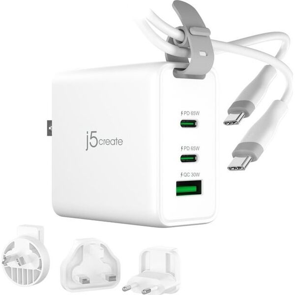 Ładowarka Triton j5create JUP3565CV Laptop, Przenośna konsola do gier, Smartfon, Smartwatch, Tablet Biały Prąd przemienny Szybkie ładowanie Wewnętrzna