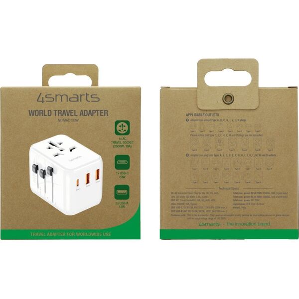 4smarts 4smarts Ladegerät Weltreiseadapter Nomad 20W, weiß