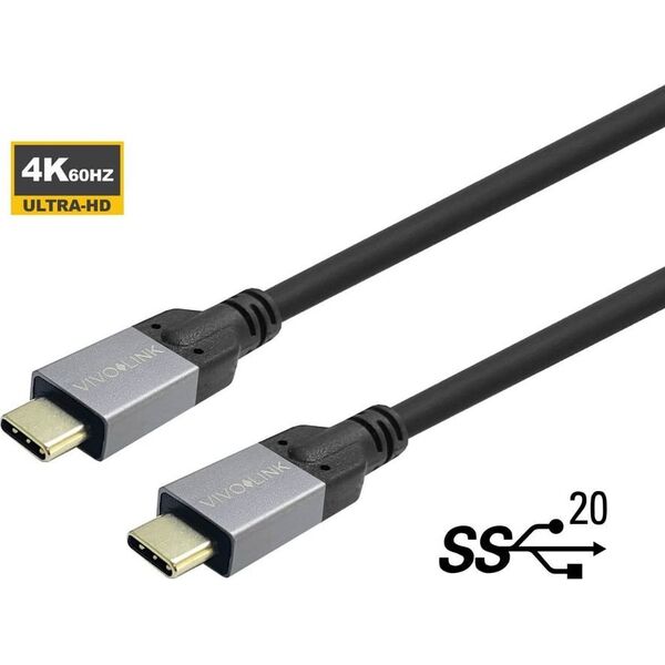 Kabel USB VivoLink USB-C - USB-C 2 m Czarny (PROUSBCMM2)