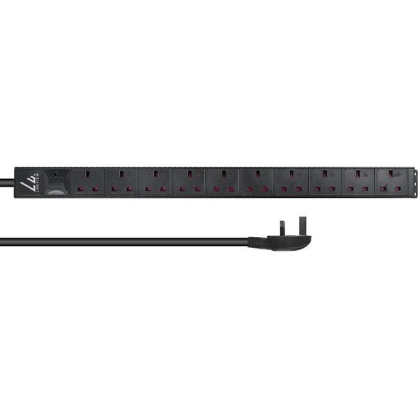 Kabel zasilający Lanview Lanview LVR-3MUK-SPD-UK10 rozdzielacz zasilania PDU 8 x gniazdo sieciowe 1.4U Czarny