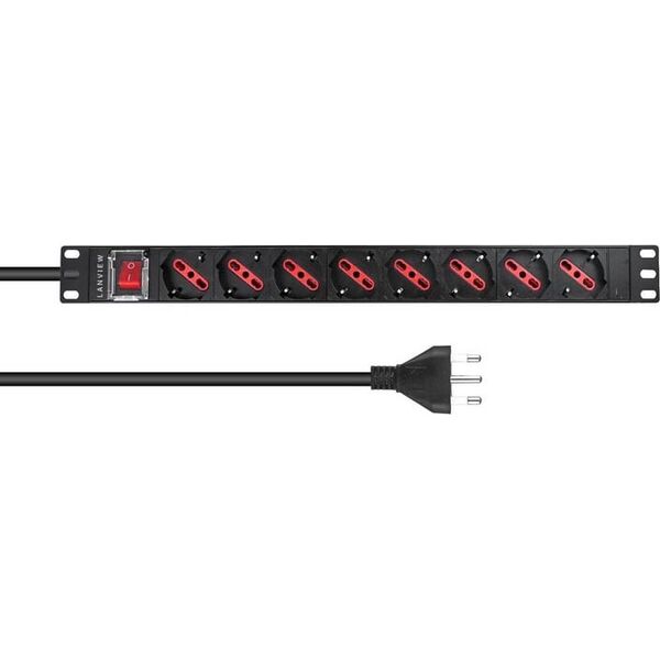 Kabel zasilający Lanview Lanview LVR-2MIT-SW-IT8 rozdzielacz zasilania PDU 1U Czarny