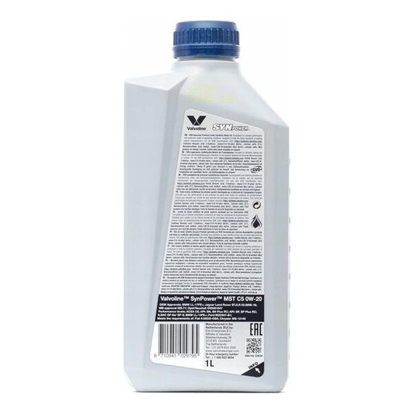 Valvoline Alyva varikliui SYNPOWER MST C5 0W20 1L, Valvoline