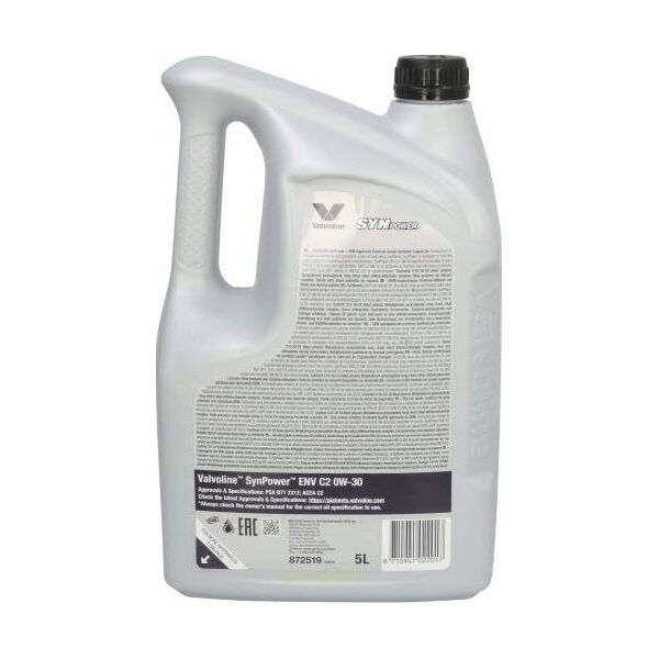 Valvoline Alyva varikliui SYNPOWER ENV C2 0W30 5L, Valvoline