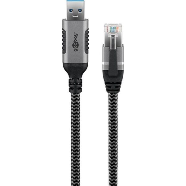 Adapter AV Goobay Goobay 70497 zmieniacz płci / kabli USB A RJ-45 Czarny, Srebrny