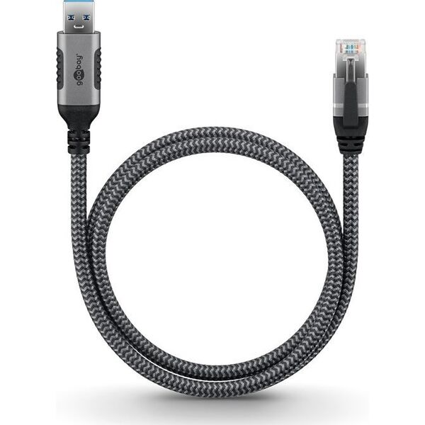 Adapter AV Goobay Goobay 70497 zmieniacz płci / kabli USB A RJ-45 Czarny, Srebrny
