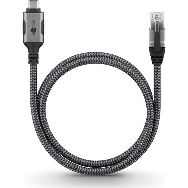 Adapter AV Goobay Goobay 70697 zmieniacz płci / kabli USB C RJ-45 Czarny, Srebrny