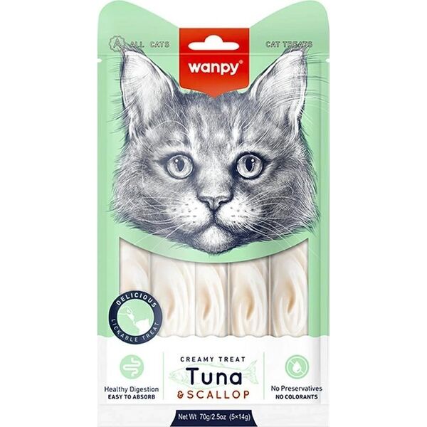 Wanpy Wanpy Krem dla Kota Tuńczyk Przegrzebki 70g