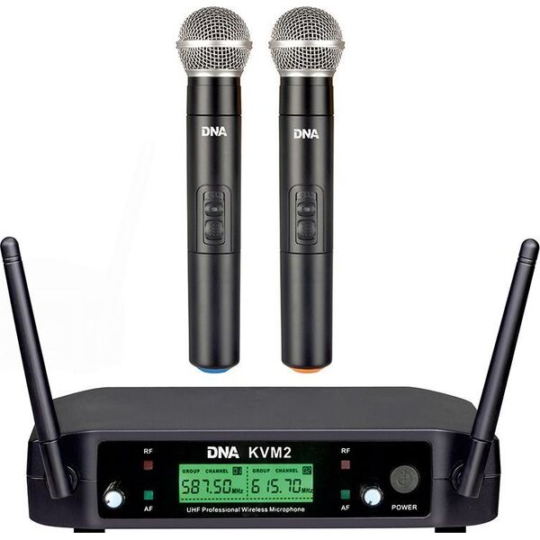 Radio DNA DNA KVM 2 mikrofony bezprzewodowe system nagłośnienia 518-542 MHz