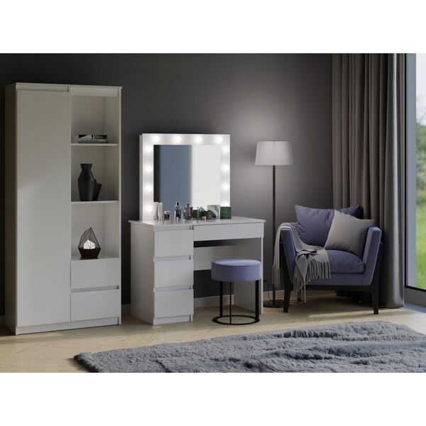 Topeshop Toaletka z lustrem, biurko, lewe, Mijas, 98x51x146 cm, biały, mat