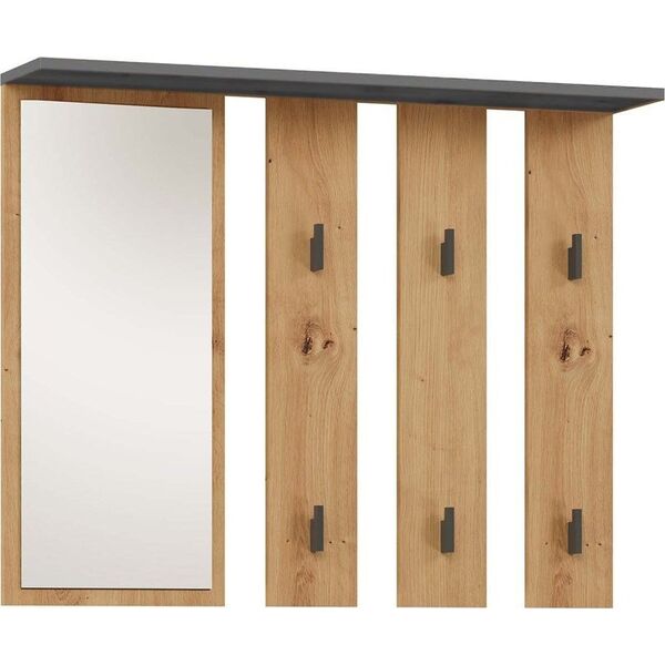 Topeshop Wieszak na ubrania, lustro, Parma, 100x15x81,5 cm, dąb artisan, antracyt