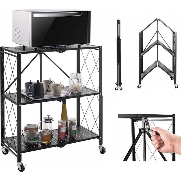 Topeshop Regał magazynowy, kuchenny na kółkach, 72x34x87 cm, czarny