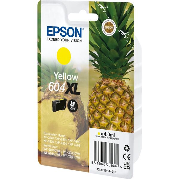 Tusz Epson Epson 604XL Singlepack - 4 ml - XL - Gelb - original - Blister mit RF- / akustischem Alarmsignal - Tintenpatrone - fur Expression Home XP-2200, 2205, 3200, 3205, 4200, 4205, WorkForce WF-2910, 2930, 2935, 2950