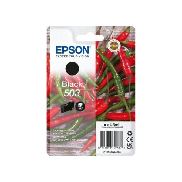 Tusz Epson Epson 503 - 4.6 ml - Schwarz - original - Blister mit RF- / akustischem Alarmsignal - Tintenpatrone - fur Expression Home XP-5200, XP-5205, WorkForce WF-2960DWF, WF-2965DWF