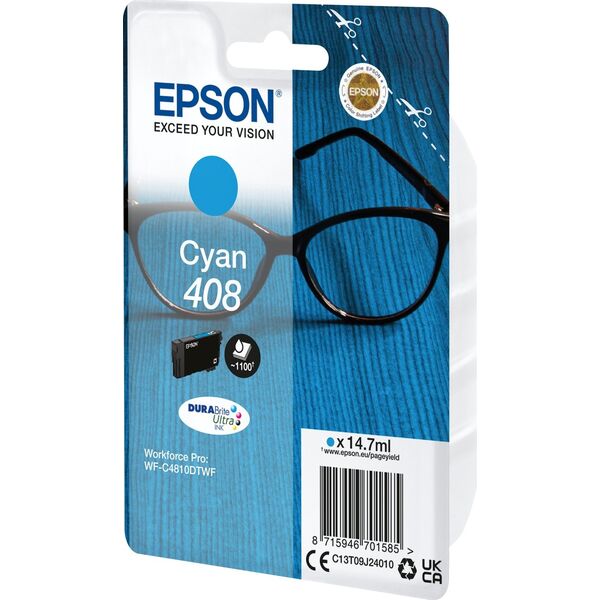 Tusz Epson Epson 408 - 14.7 ml - mit hoher Kapazitat - Cyan - original - Blisterverpackung - Tintenpatrone - fur WorkForce Pro WF-C4810DTWF