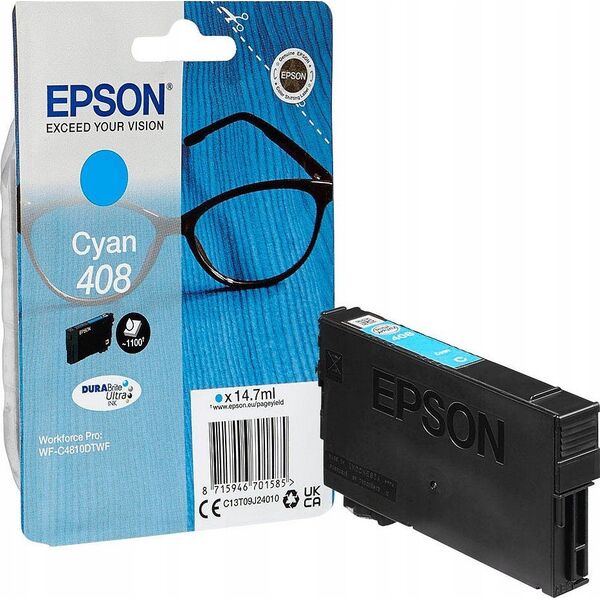 Tusz Epson Epson 408 - 14.7 ml - mit hoher Kapazitat - Cyan - original - Blisterverpackung - Tintenpatrone - fur WorkForce Pro WF-C4810DTWF