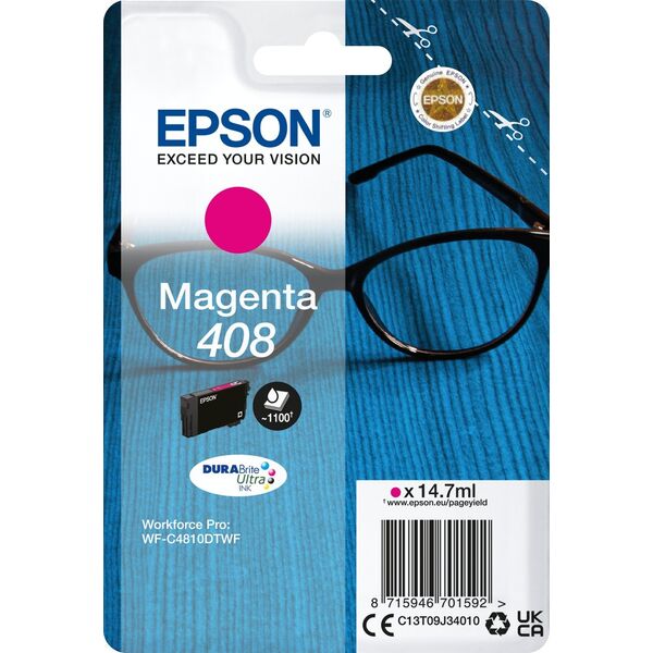 Tusz Epson Epson 408 - 14.7 ml - mit hoher Kapazitat - Magenta - original - Blisterverpackung - Tintenpatrone - fur WorkForce Pro WF-C4810DTWF
