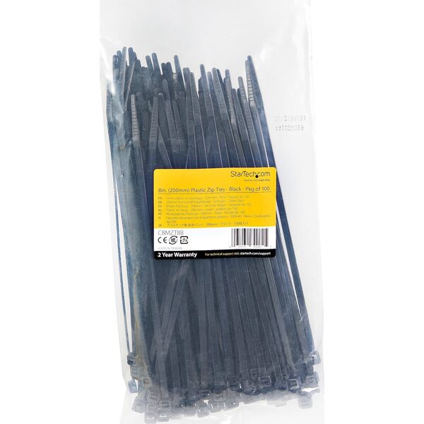 Organizer StarTech 100 PACK 8 CABLE TIES -BLACK