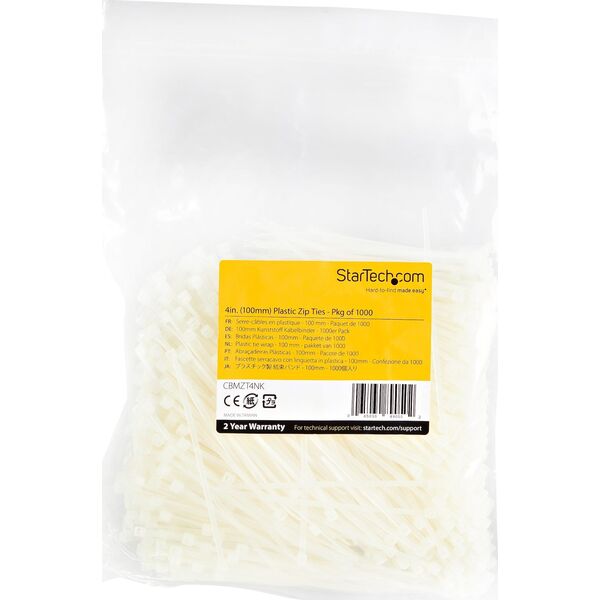 Organizer StarTech 1000 PACK 4 CABLE TIES -WHITE