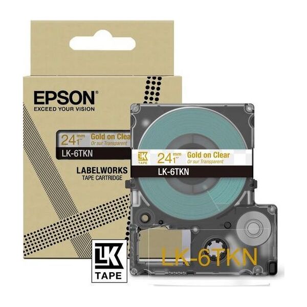 Epson Epson LabelWorks LK-6TKN - Metallic - gold auf durchsichtig - Rolle (2,4 cm x 9 m) 1 Kassette(n) Hangebox - Bandkassette - fur LabelWorks LW-C610