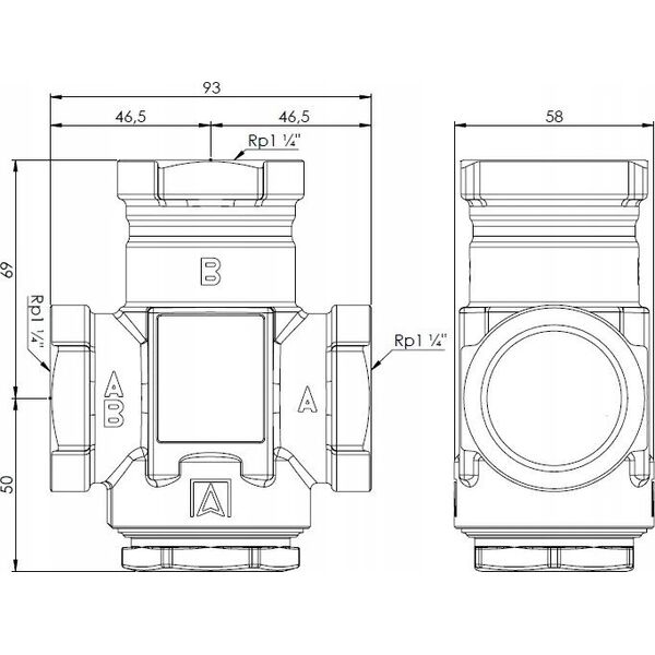 Afriso Zawór temperaturowy ATV 555, DN32, Rp1 1/4, kvs 9, 55°C (S)A
