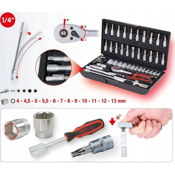 Zestaw narzędzi KS Tools Galvučių komplektas 1/4" 48-vnt CLASSIC, KS Tools