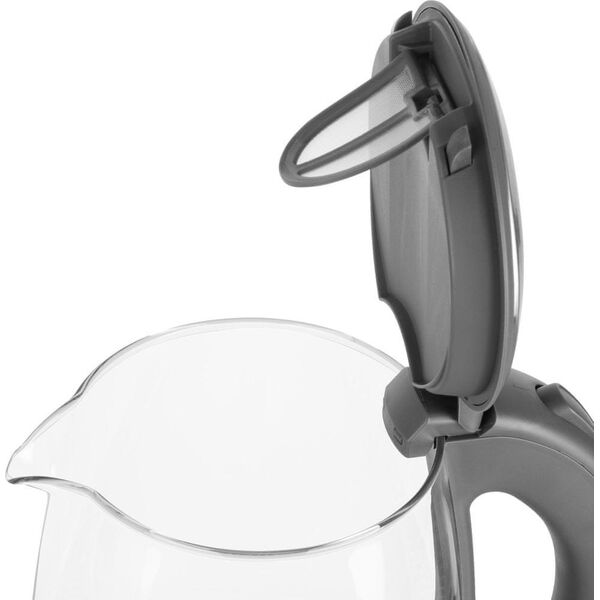 Czajnik ECG ECG Elektrinis virdulys RK 2020 Pilkas Glass, 2 L, 360° base with power cord storage, Mėlyna backlight, 1850-2200 W