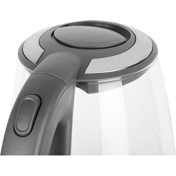 Czajnik ECG ECG Elektrinis virdulys RK 2020 Pilkas Glass, 2 L, 360° base with power cord storage, Mėlyna backlight, 1850-2200 W