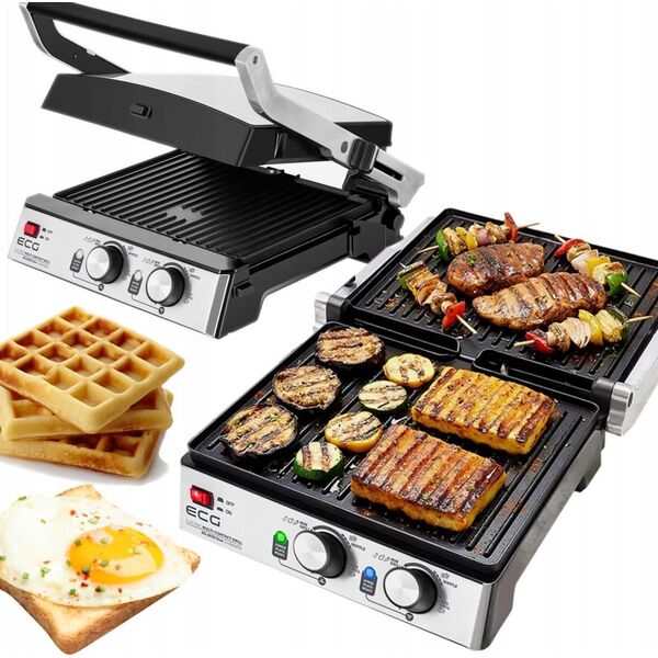 Grill elektryczny ECG ECG KG 2033 Duo Grilis & Waffle, 2000W, 4 working positions, 2 independent thermostats