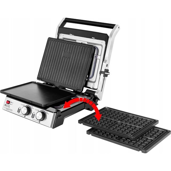 Grill elektryczny ECG ECG KG 2033 Duo Grilis & Waffle, 2000W, 4 working positions, 2 independent thermostats