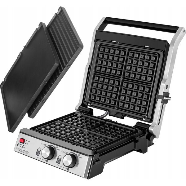 Grill elektryczny ECG ECG KG 2033 Duo Grilis & Waffle, 2000W, 4 working positions, 2 independent thermostats