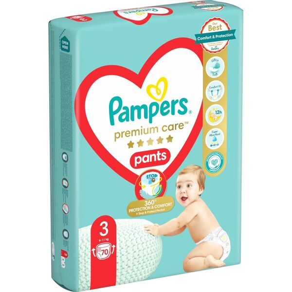 Pampers Pieluchomajtki Pampers Premium Care Pants Sauskelnės, 3 Dydis, 140 Sauskeln, 6-11kg