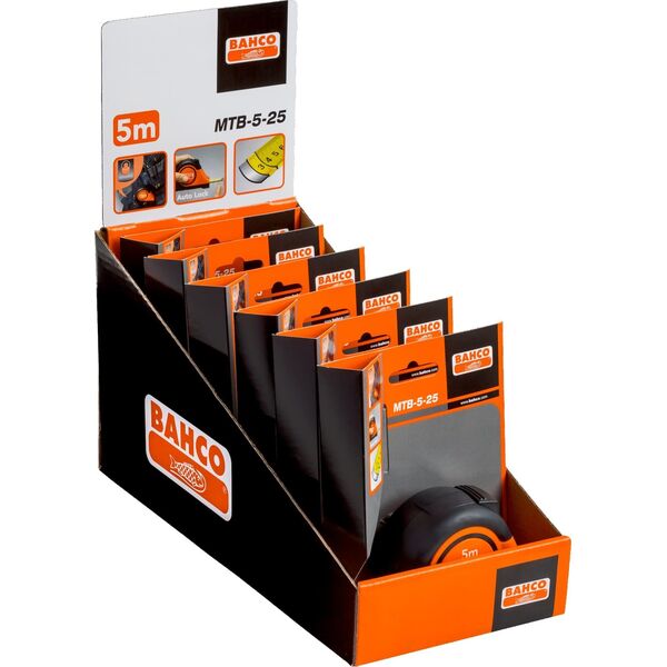 Bahco Ruletė Bahco MTB 5m x 25mm su aut. stabdžiu gumuota, magnetas