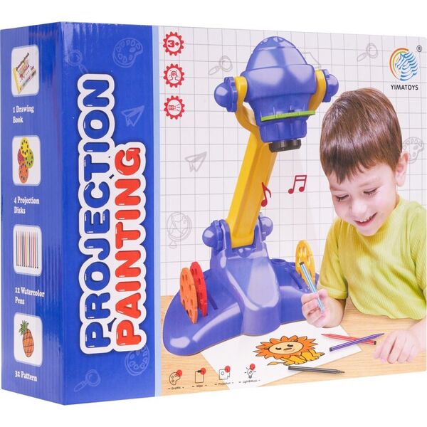 Jokomisiada Projektor do Rysowania dla dzieci 3+ Nauka odrysowywania + 4 Krążki z obrazkami + 12 Pisaków + Notes